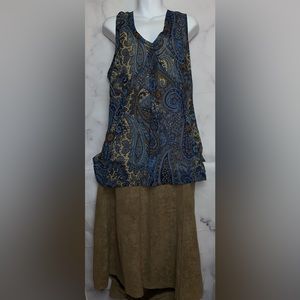 NWOT A.N.A Paisley Pleated Sleeveless Casual Blouse 2X